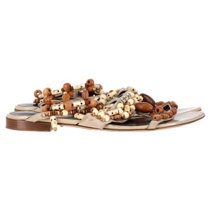 Oscar de la Renta Corinne Versierde Strappy Platter Sandalen in Multicolore Leer