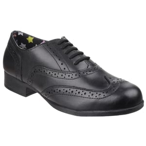 Hush Puppies Kada Senior Leren Meisjes Zwarte Brogues