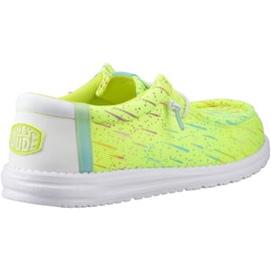HEYDUDE Wally Party Mesh Polyester Mannen Lime Punch/Witte Mokassinschoenen