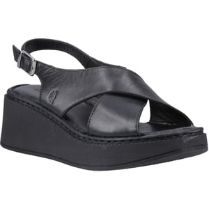 Hush Puppies Bex Wedge Nubuck Dames Zwarte Wedge Sandalen