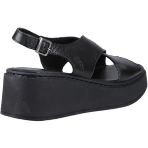 Hush Puppies Bex Wedge Nubuck Dames Zwarte Wedge Sandalen
