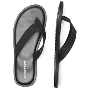 Jack & Jones Washton Leren Heren Teenslippers In Antraciet