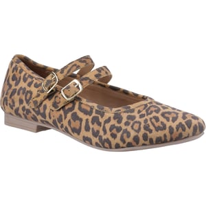 Hush Puppies Nancy Mary Jane Leren Dames Luipaard Ballerina's