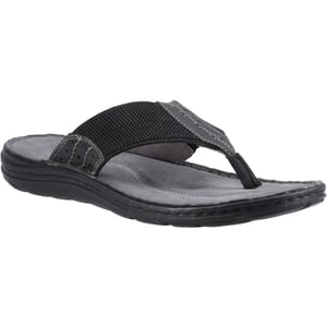 Hush Puppies Alan Toepost Leren Heren Zwarte Slippers
