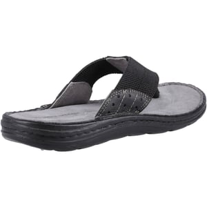 Hush Puppies Alan Toepost Leren Heren Zwarte Slippers