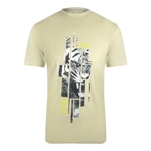 Cavalli Class Abstract Tiger Logo Beige T-shirt