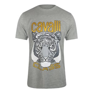 Cavalli Class Bold Tiger Graphic Grijs Melange T-shirt