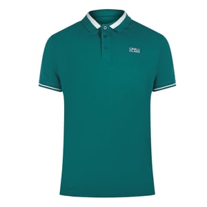 Cavalli Class Bold Stripe Collar Groen Poloshirt
