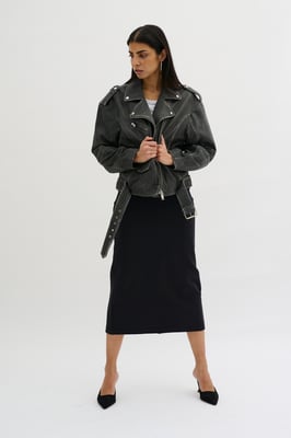 Leren jas Casual fit grey