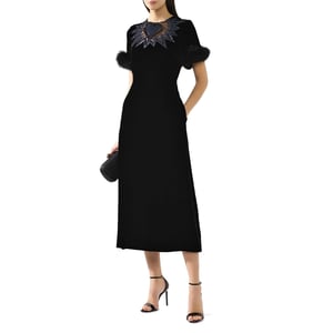 Fendi fluwelen midi-jurk met bontrand