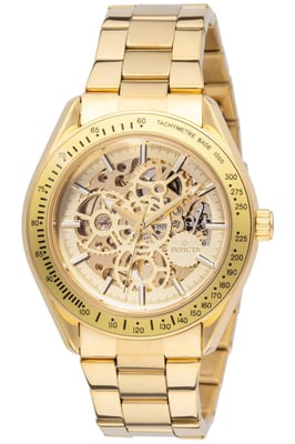 Invicta Objet D Art 49501 Heren Horloge - Automatisch Uurwerk - Roestvrij Staal met gouden Wijzerplaat - 47mm