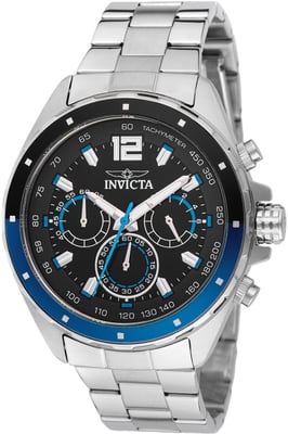 Invicta Speedway 49364 Heren Horloge - Quartz Uurwerk - Roestvrij Staal met zwarte Wijzerplaat - 44mm