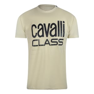 Cavalli Class Bold Logo Beige Zand T-shirt