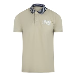 Cavalli Class Gestreepte Beige Poloshirt Met Kraag