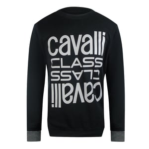 Cavalli Class Multi Logo Zwart Sweatshirt