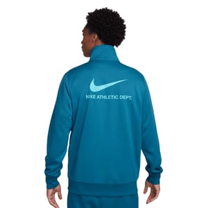 Nike-branding Op De Achterkant Van Een Blauw Trainingsjack Met Rits