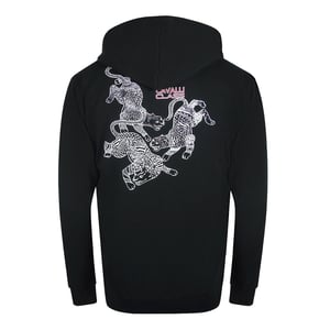 Cavalli Class Traditionele Stijl Luipaardontwerp Zwarte Hoodie Met Ritssluiting