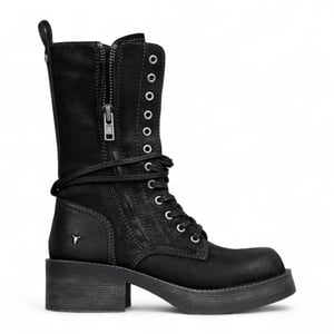 Windsorsmith Dames Zwarte Suède Combat Boots Mid-Calf Veterschoenen Bikerschoenen - Verzamelen