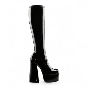 Windsorsmith Dames Zwarte Kniehoge Sokken Platform Goth Hak Laarzen - Saucy