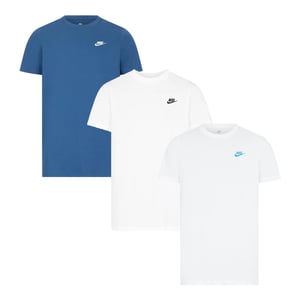 3-pack Nike Sportswear Club T-shirts voor Heren in Blauw/Wit/Wit