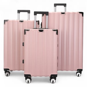 Harde roze koffer, robuuste 8-wiel bagage, handbagagetas