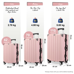Harde roze koffer, robuuste 8-wiel bagage, handbagagetas