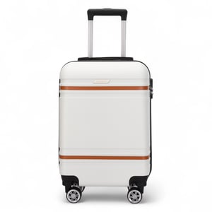 Harde crèmekleurige witte handbagagekoffer, robuuste ABS lichtgewicht bagage, vakantietas