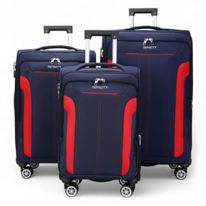 Blauwe uitbreidbare zachte koffer met 8 wielen, reisbagageset, lichte handbagage