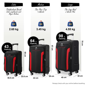Zwarte uitbreidbare zachte koffer met 8 wielen, reisbagageset, lichte handbagage