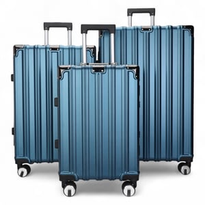 Harde blauwe koffer, robuuste 8-wiel bagage handbagage tas