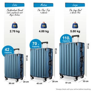 Harde blauwe koffer, robuuste 8-wiel bagage handbagage tas