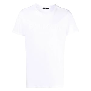 Balmain Paris Reliëflogo Wit T-shirt