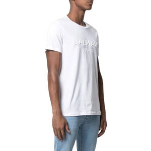 Balmain Paris Reliëflogo Wit T-shirt