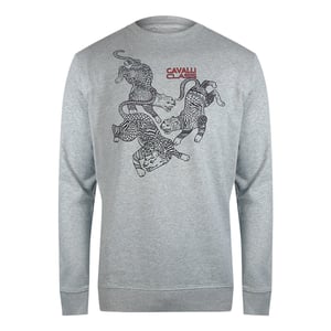 Cavalli Class Paisley Leopards Design Grijs Sweatshirt