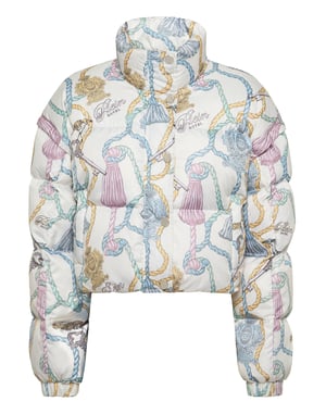 Nylon Cropped Down Puffer Jacket Tassels