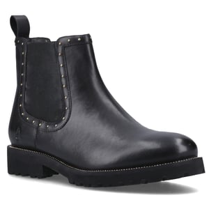 Hush Puppies Gwyneth Leren Dames Zwarte Platte Chelsea Laarzen