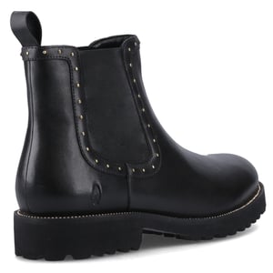 Hush Puppies Gwyneth Leren Dames Zwarte Platte Chelsea Laarzen