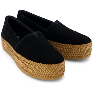 TOMS Valencia Leren Zwarte Espadrilles Voor Dames