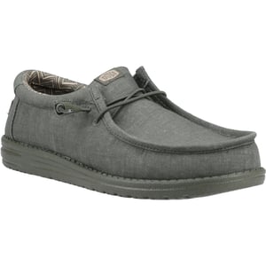 HEYDUDE Wally Stretch Canvas Katoenen Heren Donkergroene Mocassin Schoenen