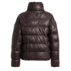 Parajumpers Pia Leather Obsidian Donkerbruin Gewatteerd Leren Jack