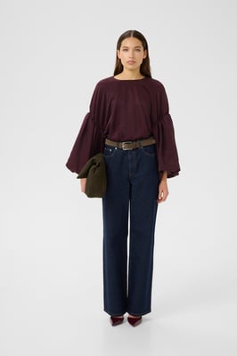 Blouse met lange mouwen GZmalloon Box fit burgundy