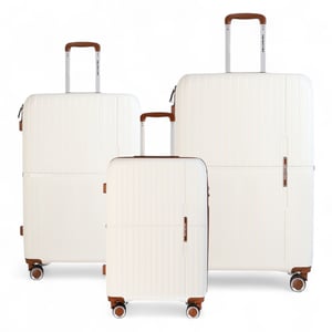 Harde witte, sterke koffer met 8 wielen, handbagage, vakantiekoffer