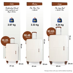 Harde witte, sterke koffer met 8 wielen, handbagage, vakantiekoffer