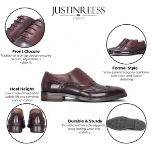 Justin Reess Heren Wijnrode Patentleren Brogue Formele Schoenen - Harry