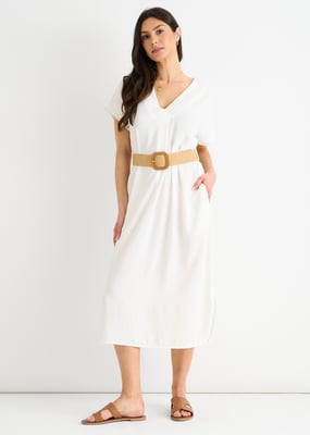 Witte Air Flow oversized jurk met ceintuur