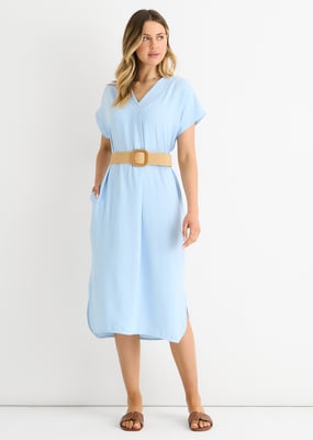 Blauwe Air Flow oversized jurk met ceintuur