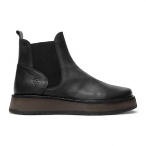 Fly London Dames Zwarte RAWI131 Chelsea Leren Enkellaarsjes met Klassieke Comfort