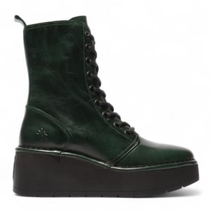 Fly London Dames Petrol Groene HAIT273 Leren Veterschoenen met Dikke Plateauzool