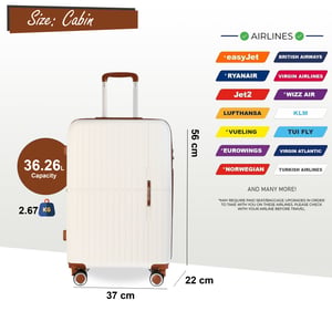 Harde koffer 37 x 22 x 56 cm PP-bagagekoffer Geschikt voor Easyjet, Ryanair