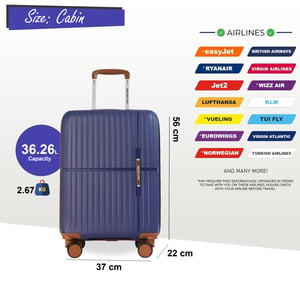 Harde koffer 37 x 22 x 56 cm PP-bagagekoffer Geschikt voor Easyjet, Ryanair